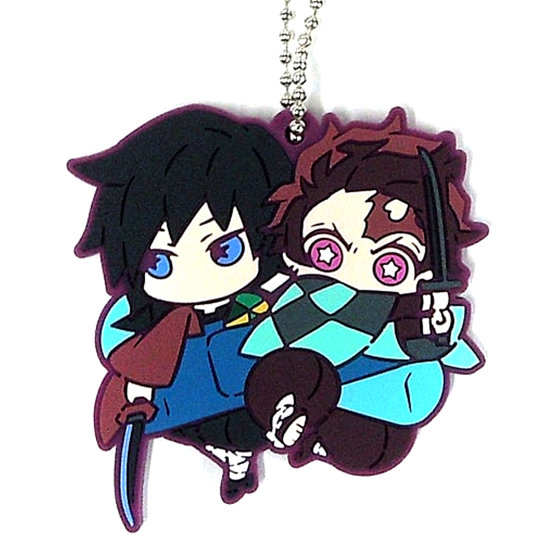 Tanjiro Kamado & Giyu Tomioka Demon Slayer: Kimetsu no Yaiba Chara Banchoko Rubber Mascot Vol.4 [USED]