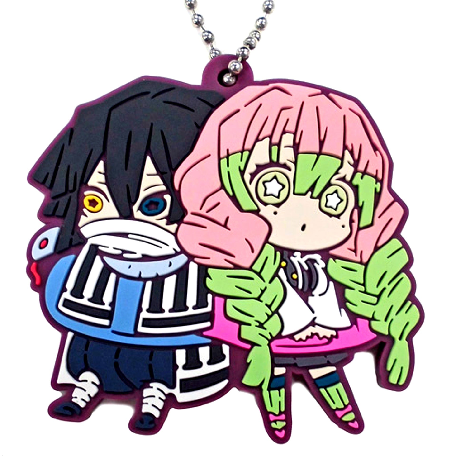 Obanai Iguro & Mitsuri Kanroji Demon Slayer Kimetsu no Yaiba Cara Banchoko Rubber Mascot Vol 4 [USED]