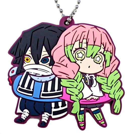 Obanai Iguro & Mitsuri Kanroji Demon Slayer Kimetsu no Yaiba Cara Banchoko Rubber Mascot Vol 4 [USED]