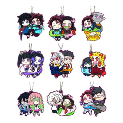 Set of 9 Demon Slayer: Kimetsu no Yaiba Chara Banchoko Rubber Mascot Vol.4 [USED]