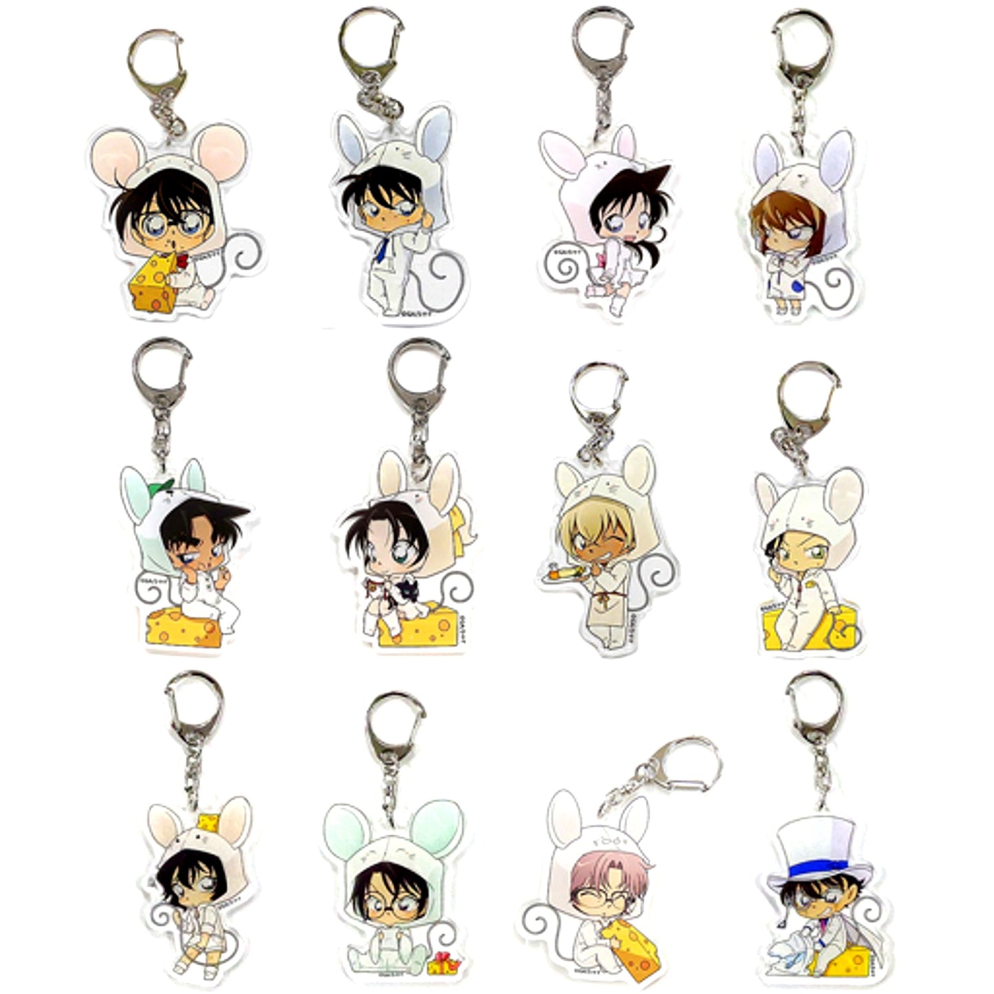 Set of 12 Detective Conan Trading Acrylic Keychain Mouse x NewDays New Year's Greetings [USED]