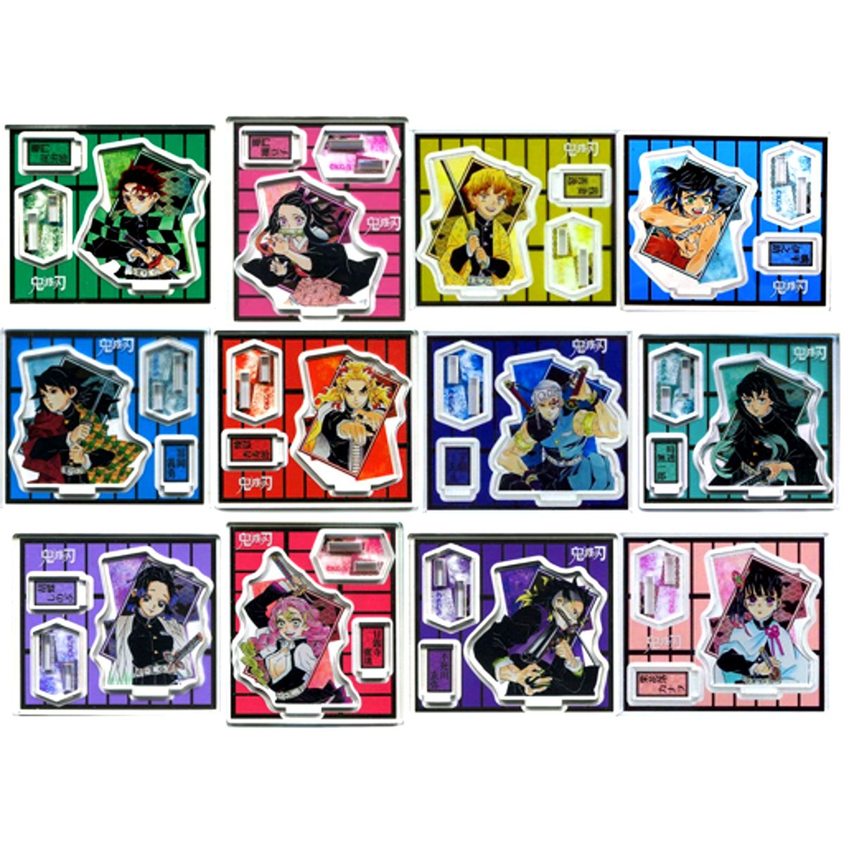 Set of 12 Demon Slayer: Kimetsu no Yaiba Acrylic Figure Collection Jump Festa 2020 Goods [USED]