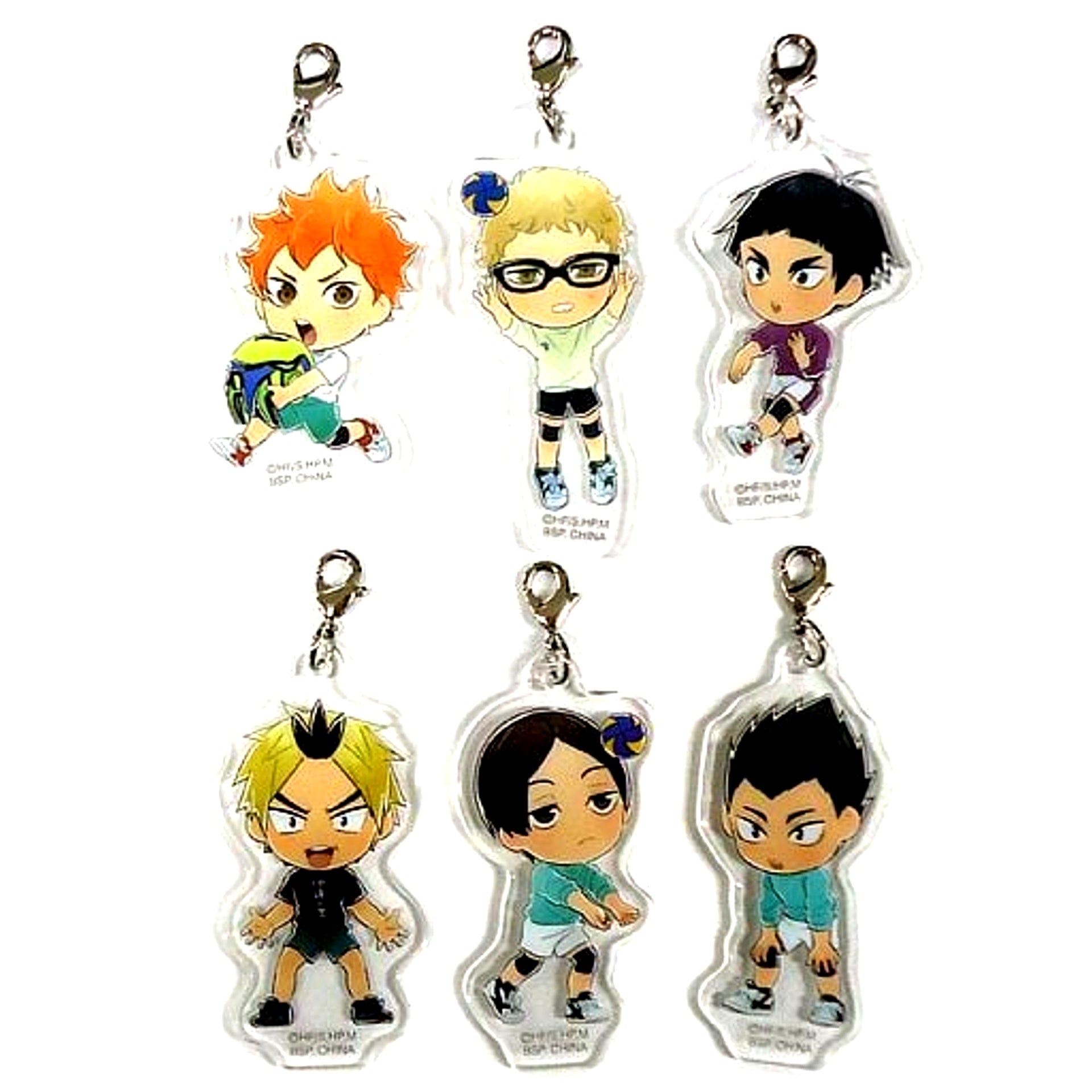 Set of 6 Miyagi 1st Year Selection Acrylic Charm F Prize Kyun Chara Illustrations Ichiban Kuji Haikyu TO THE TOP Tsuwamono Shuketsu [USED]