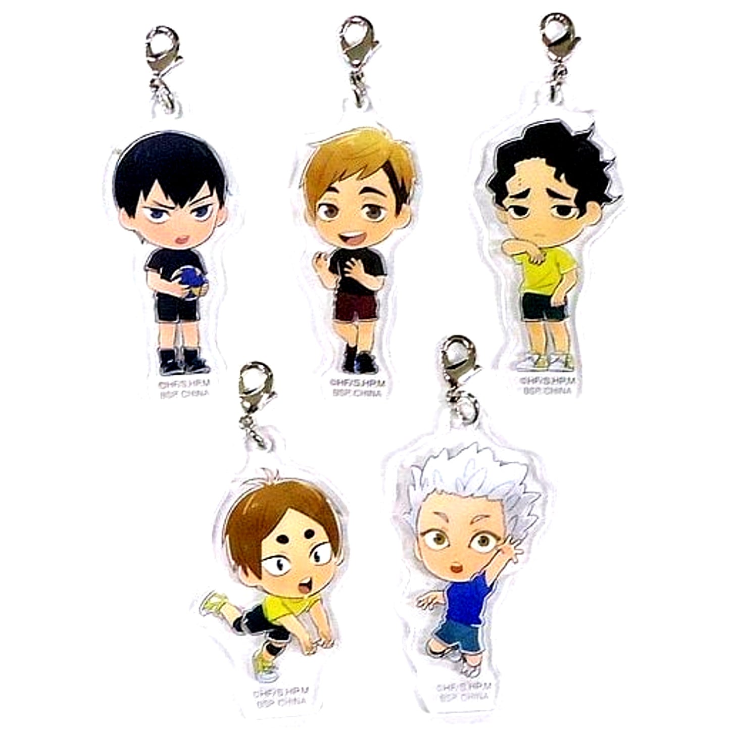 Set of 5 All Japan Youth Acrylic Charm G Prize Kyun Chara Illustrations Ichiban Kuji Haikyu TO THE TOP Tsuwamono Shuketsu [USED]