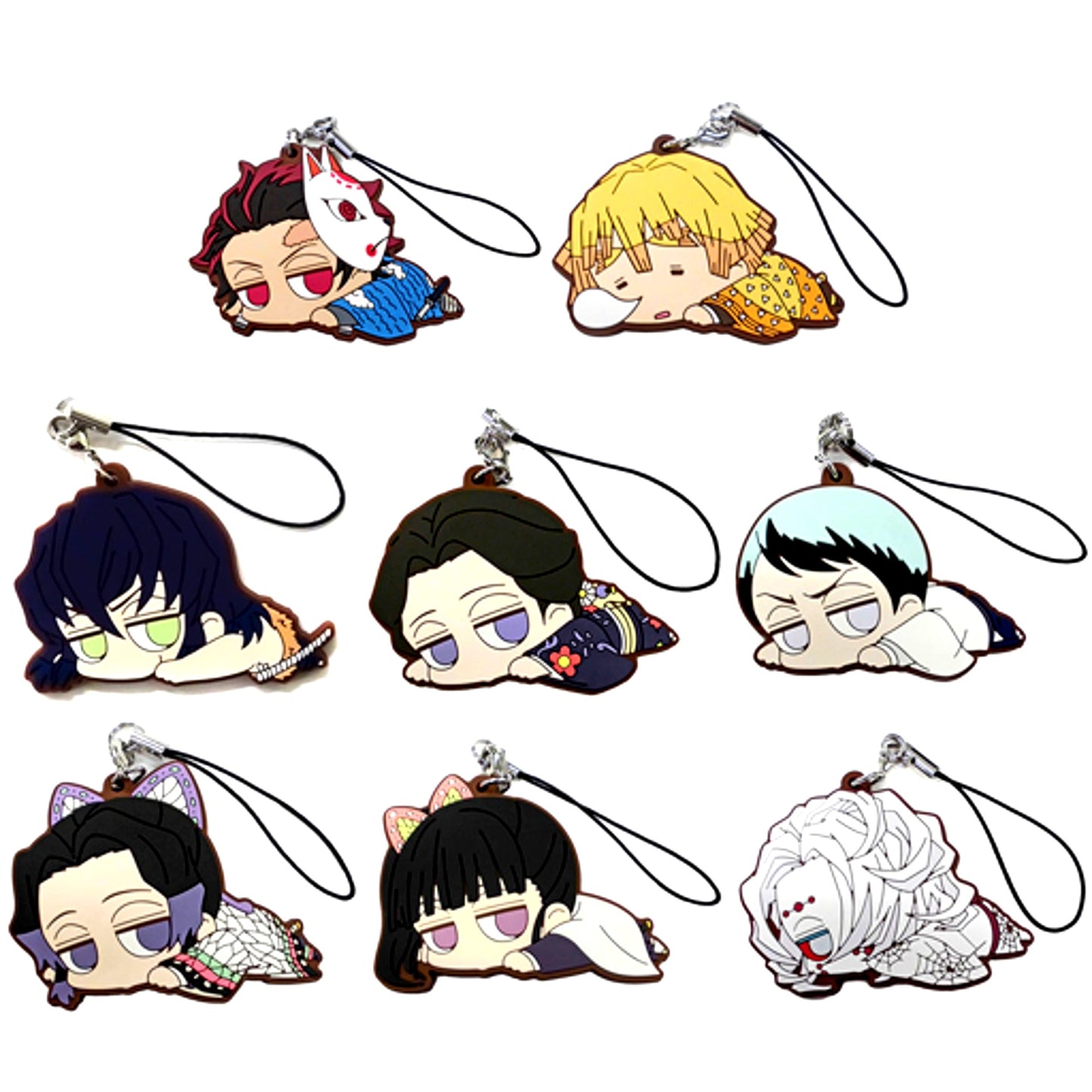 Set of 8 Demon Slayer Kimetsu no Yaiba Rubber Strap Collection Daroon Vol 2 [USED]