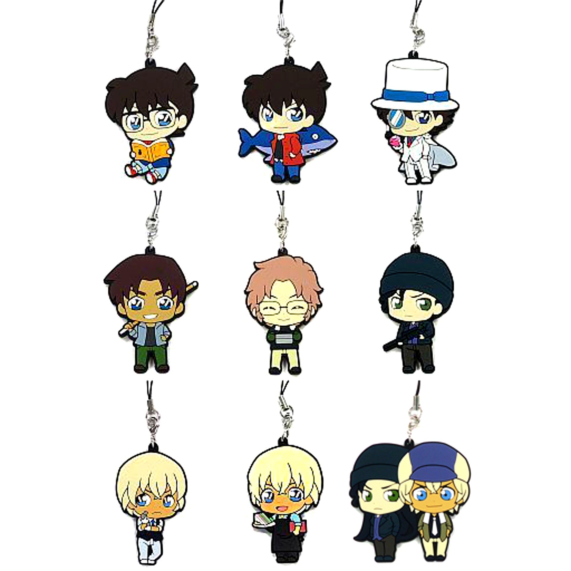 Set of 8 + Bonus Detective Conan Chocokawa Rubber Strap Chara-Ani Limited Box Purchase Bonus [USED]