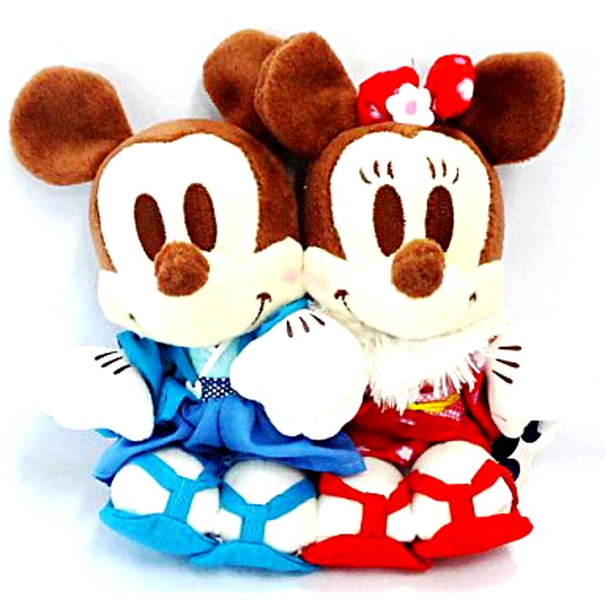 Mickey Mouse, Minnie Mouse Disney Chibi Zu Holding Hands Ver. Formal Kimono Pair Plush [USED]