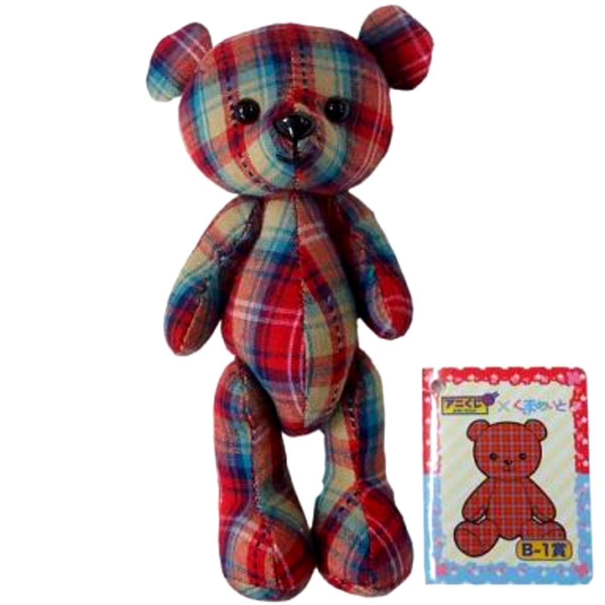 Kumamate Anikuji Plush Mascot Casual Collection Check Pattern Red 2nd Series B Prize [USED]