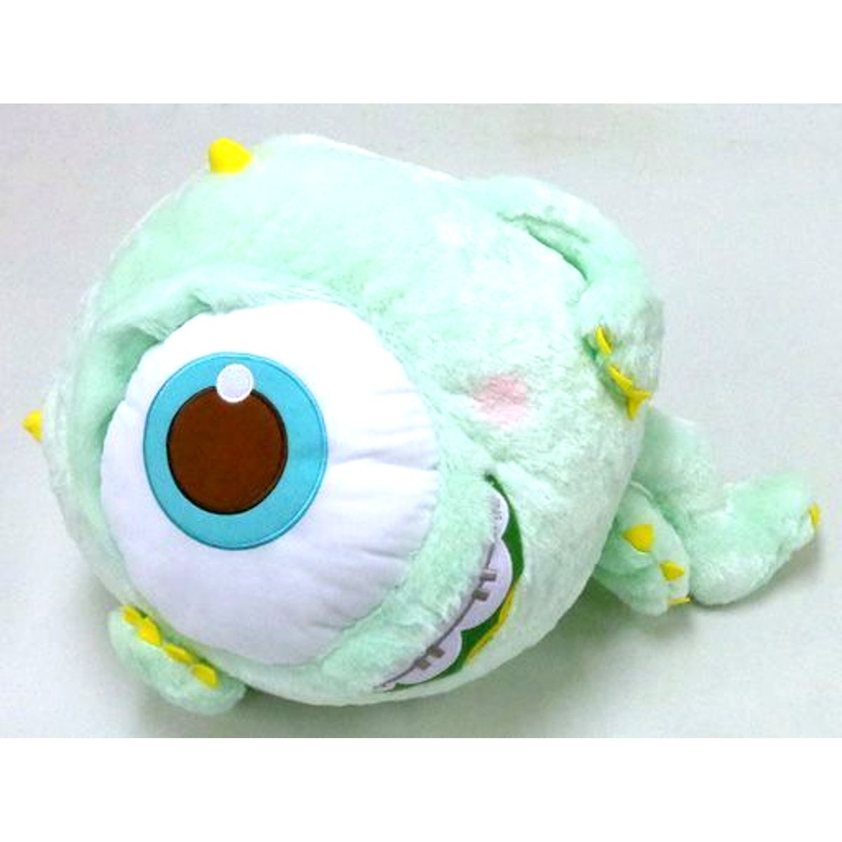 Mike Wazowski Monsters University Lying Down Plush Toy Giga Jumbo Red Cheeks Chibikko Pastel Color Ver. [USED]