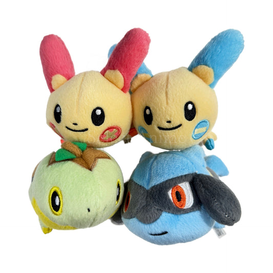 Set of 4 Teninoru Kororin Friends Plush Plusle Minun Turtwig Riolu Pokemon [USED]
