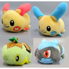 Set of 4 Teninoru Kororin Friends Plush Plusle Minun Turtwig Riolu Pokemon [USED]