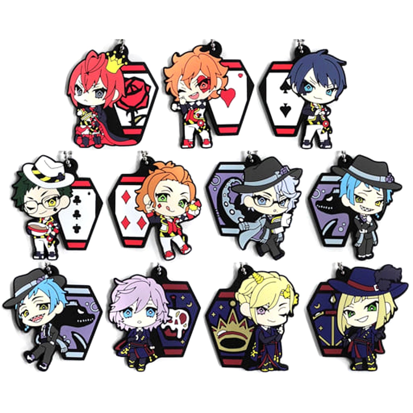 Disney: Twisted-Wonderland Riddle Rosehearts & Others Rubber Mascot Vol.1 All 11 Types Set Keychains [USED]
