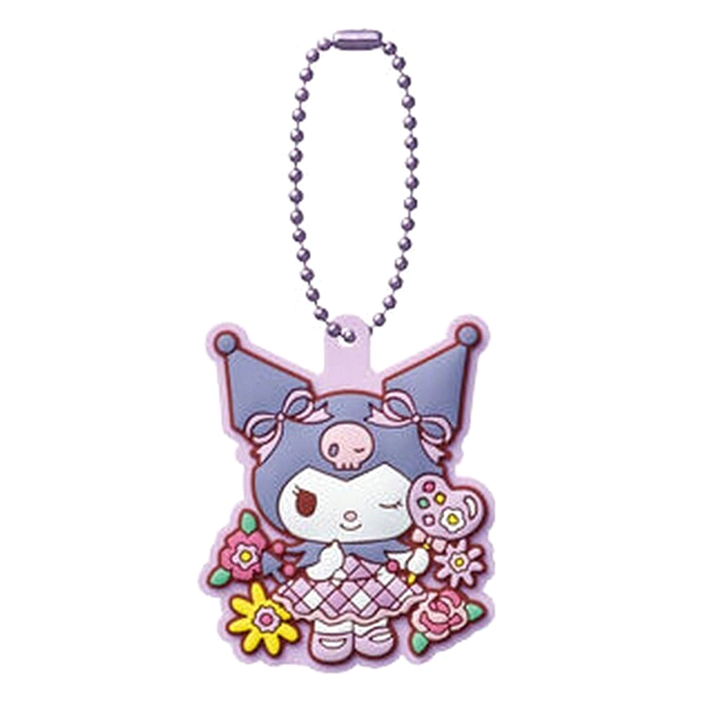 Sanrio Characters Kuromi Pukkuri Rubber Mascot Gummy 5 Keychains [USED]