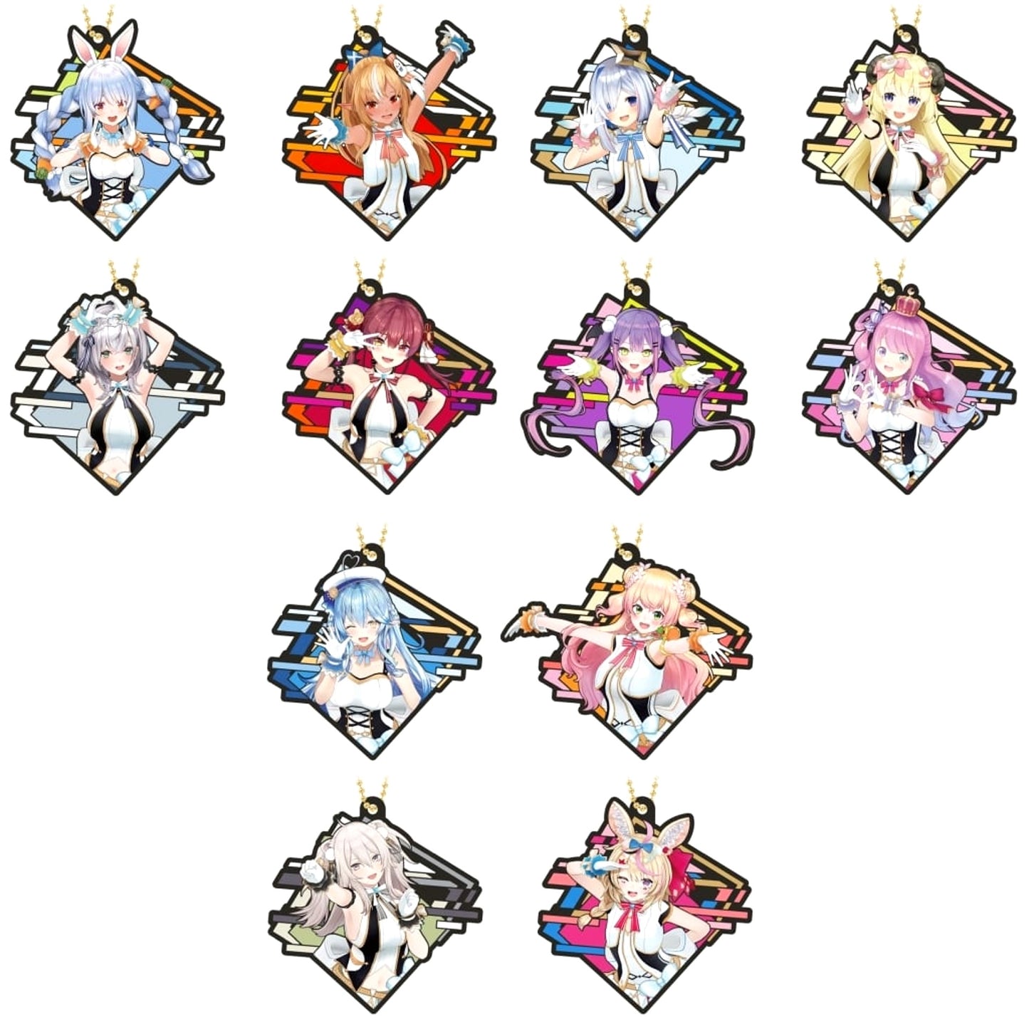 VTuber Hololive Usada Pekora & Others Rubbermas Art Gummies All 12 Types Set Keychains [USED]