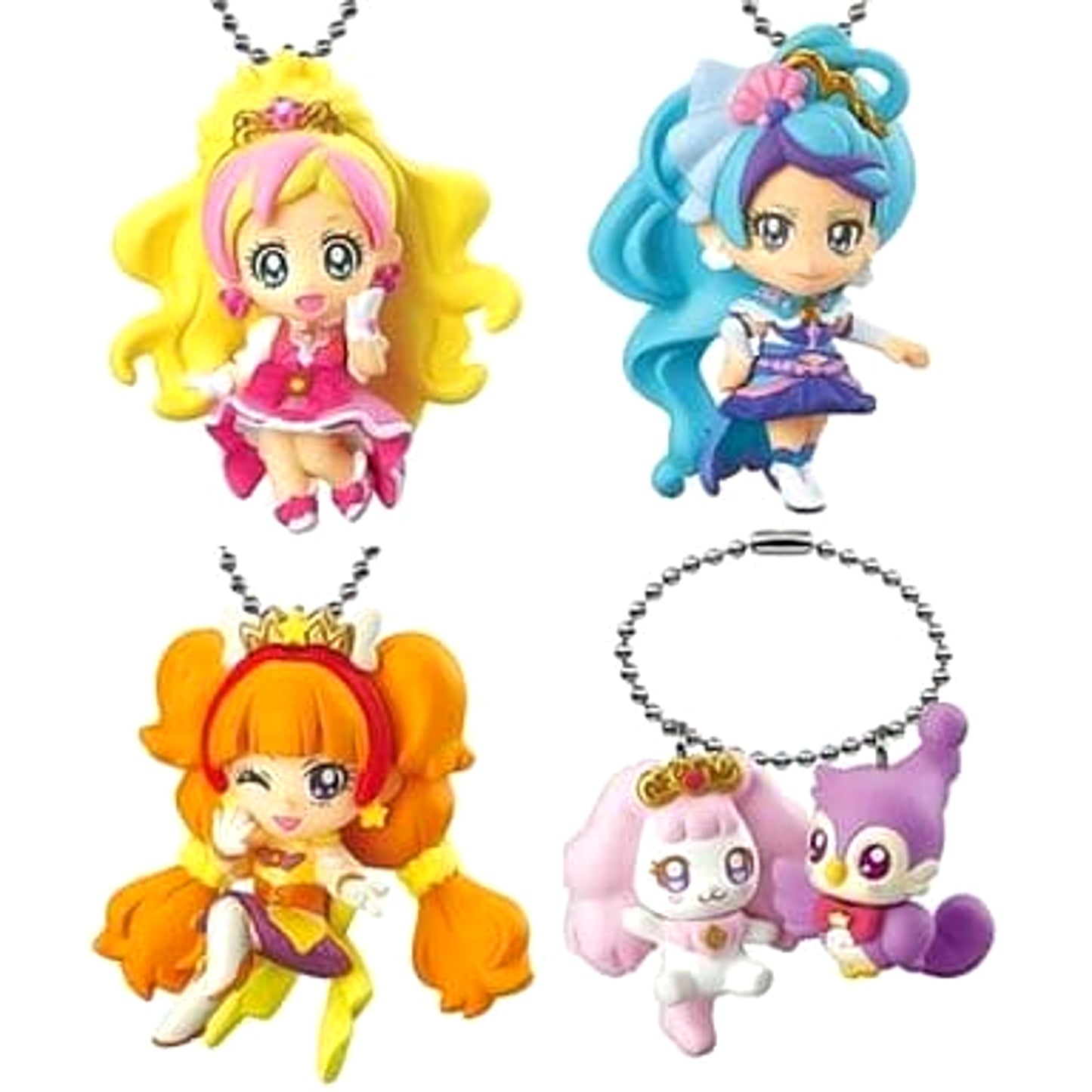 Go! Princess PreCure Cure Flora & Others Mascot All 4 Types Set Keychains [USED]