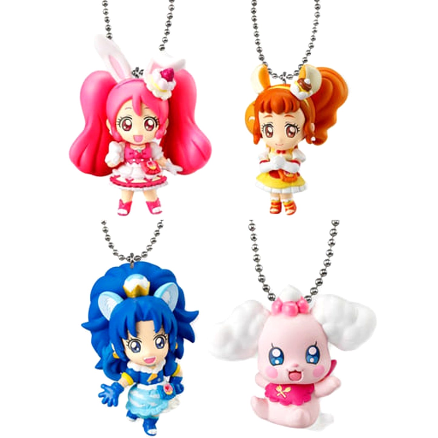 Kirakira Pretty Cure a la Mode Cure Whip & Others Mascot All 4 Types Set Keychains [USED]