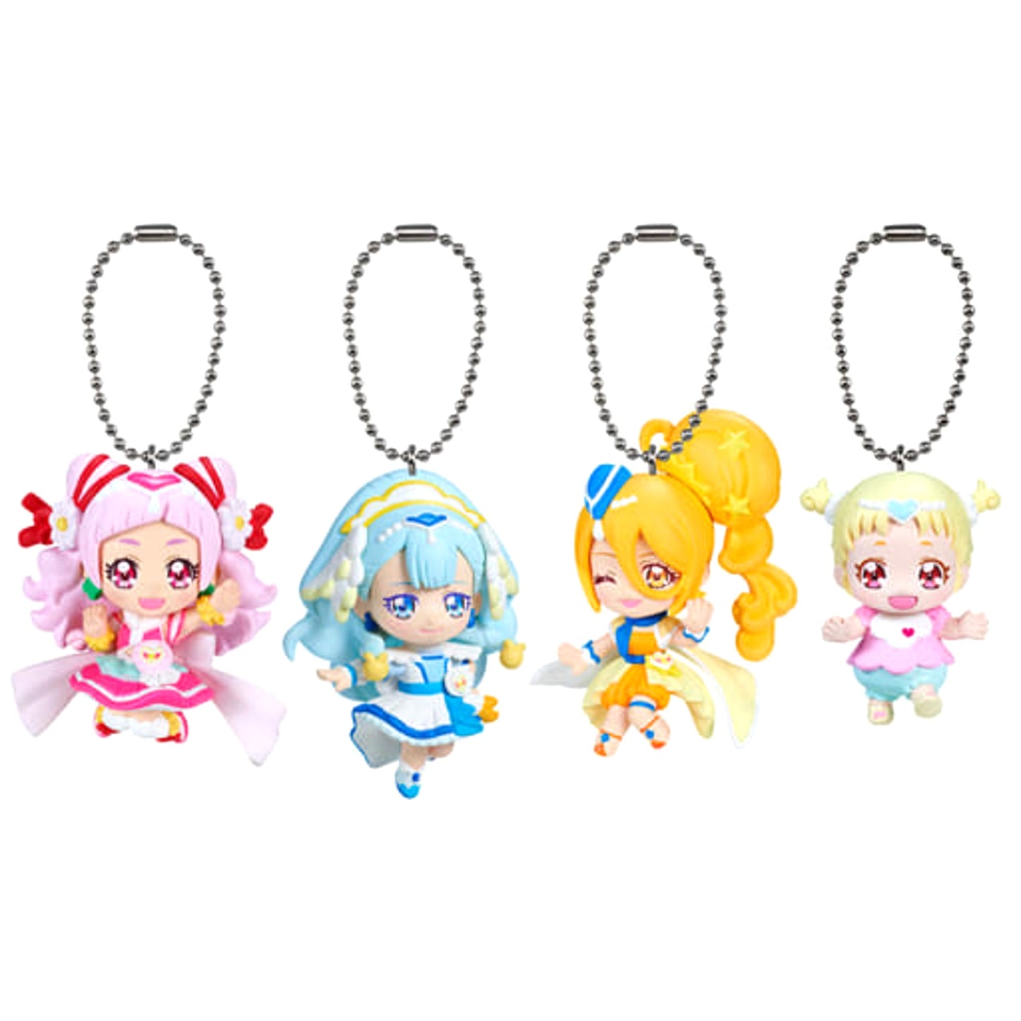 Hug tto! PreCure Cure Yell & Others Mascot All 4 Types Set Keychains [USED]