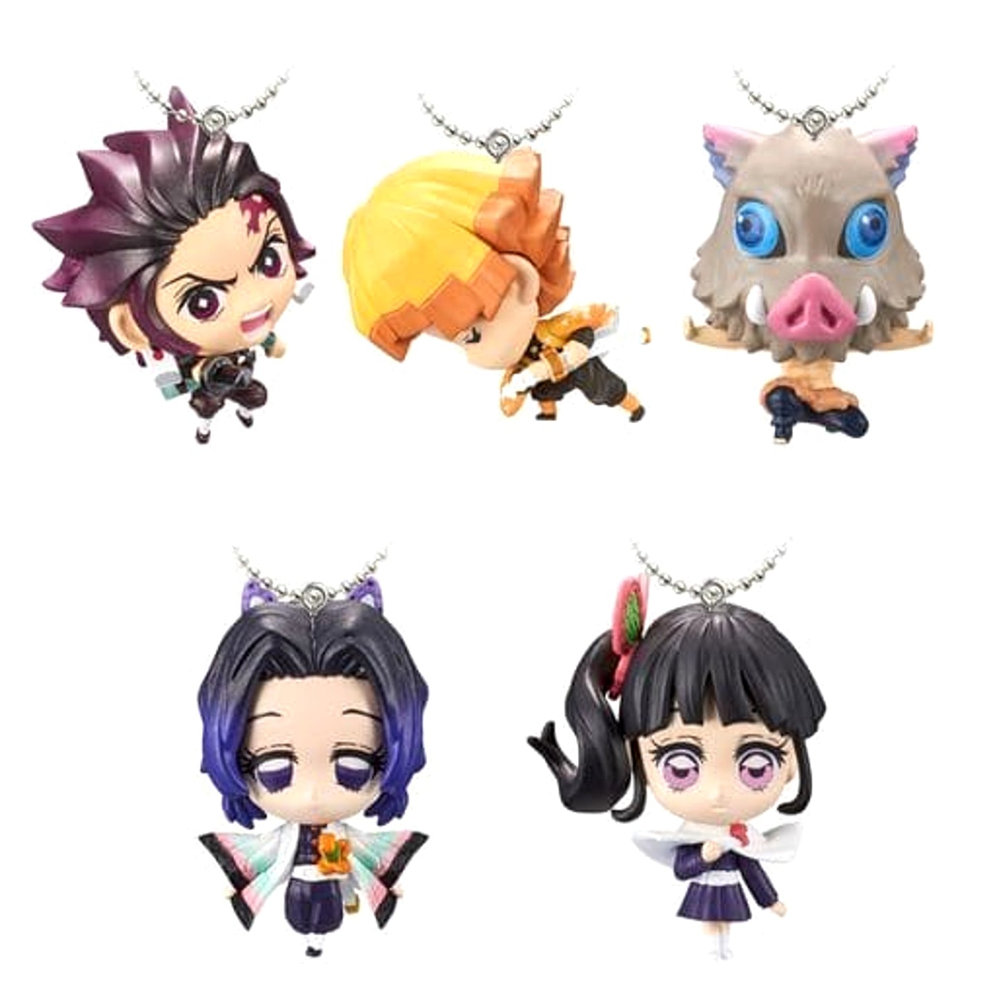 Demon Slayer: Kimetsu no Yaiba Tanjiro Kamado & Others Deformed Mascot 2 All 5 Types Set Keychains [USED]