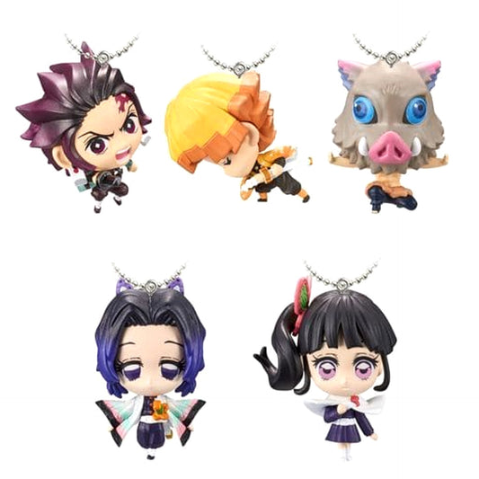 Demon Slayer: Kimetsu no Yaiba Tanjiro Kamado & Others Deformed Mascot 2 All 5 Types Set Keychains [USED]