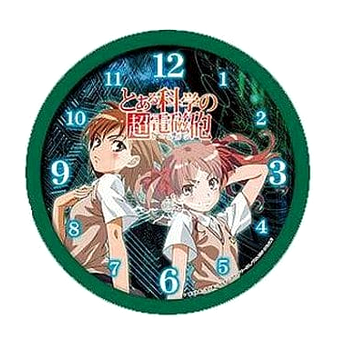 A Certain Scientific Railgun Wall Clock Green Frame [USED]