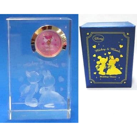 Disney Mickey and Minnie Pink Premium Crystal Clock Wedding Dream Ver. [USED]