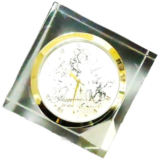 Mickey Mouse Silver Disney Characters Happiness Moment Premium Crystal Cube Clock with Rhinestones [USED]