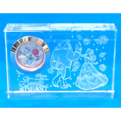 Beauty and the Beast Belle and Beast Rose Premium Crystal Clock [USED]