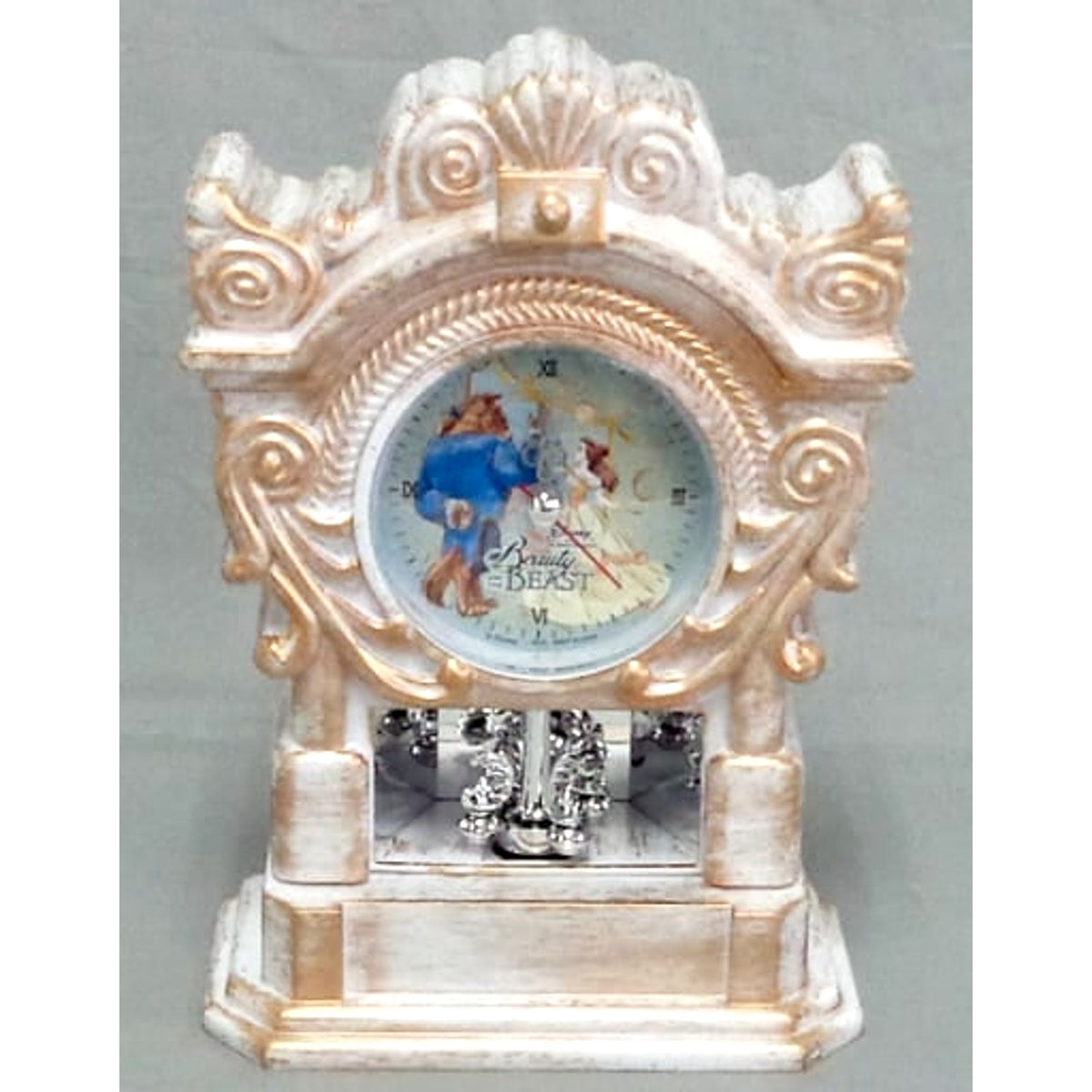 Beauty and the Beast Silver Premium Luxury Swing Clock [USED]