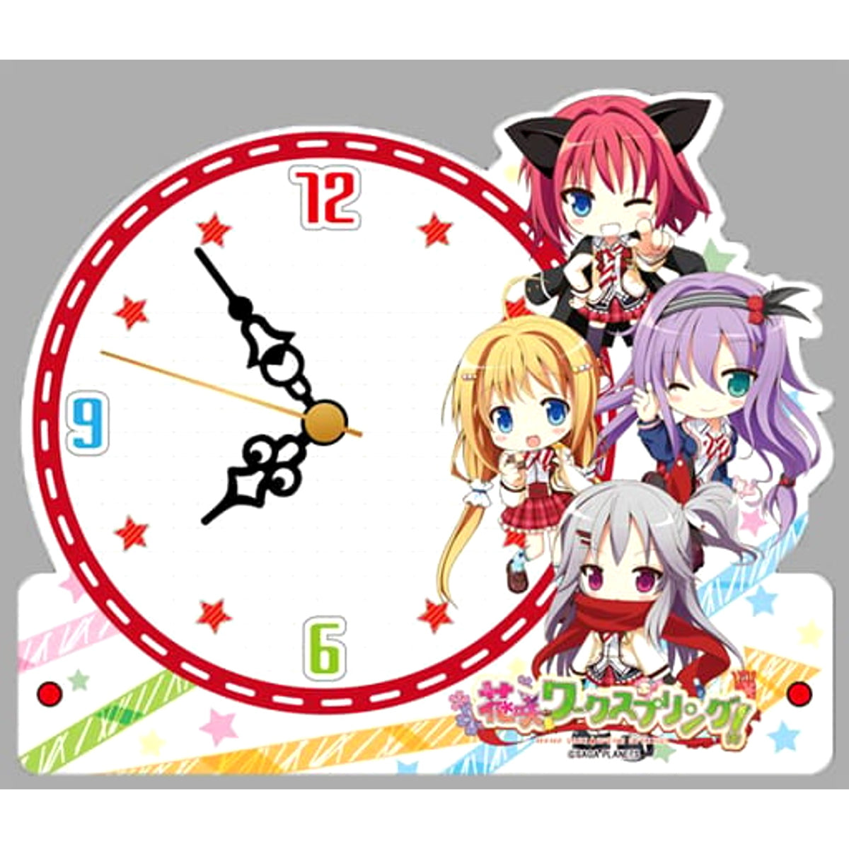 Hanasaki Work Spring! Chibi Character Group Acrylic Table Clock [USED]
