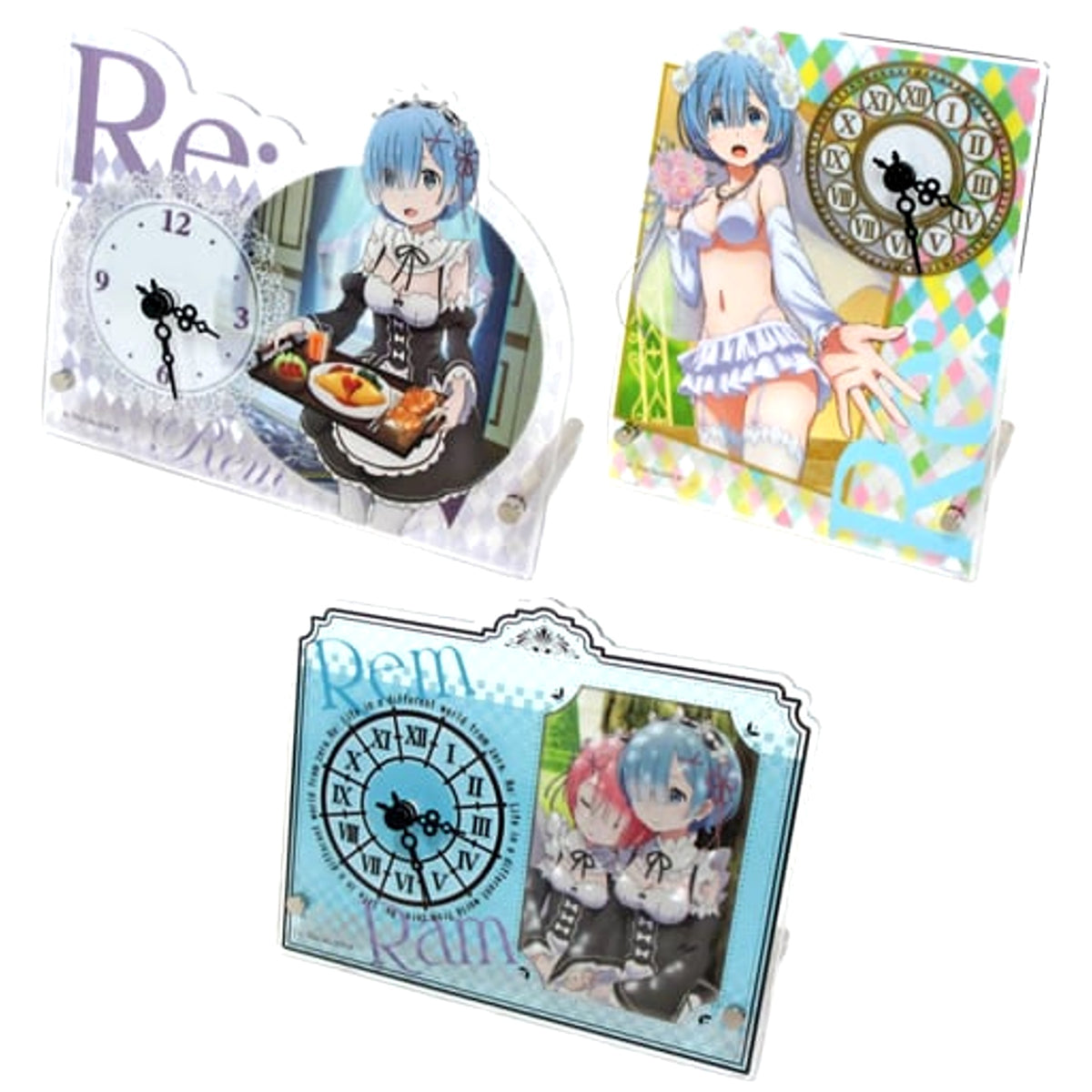 Re:Zero -Starting Life in Another World- Die-cut Acrylic Clock Set of 3 [USED]