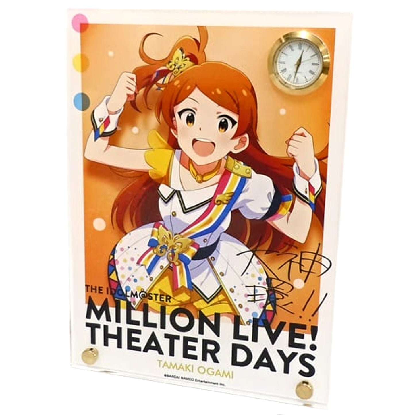 The Idolm@ster Million Live! Theater Days Tamaki Ogami Signed Ver. Acrylic Art with Clock Nouvelle Tricolore Ver. 1st Anniversary in Akihabara [USED]