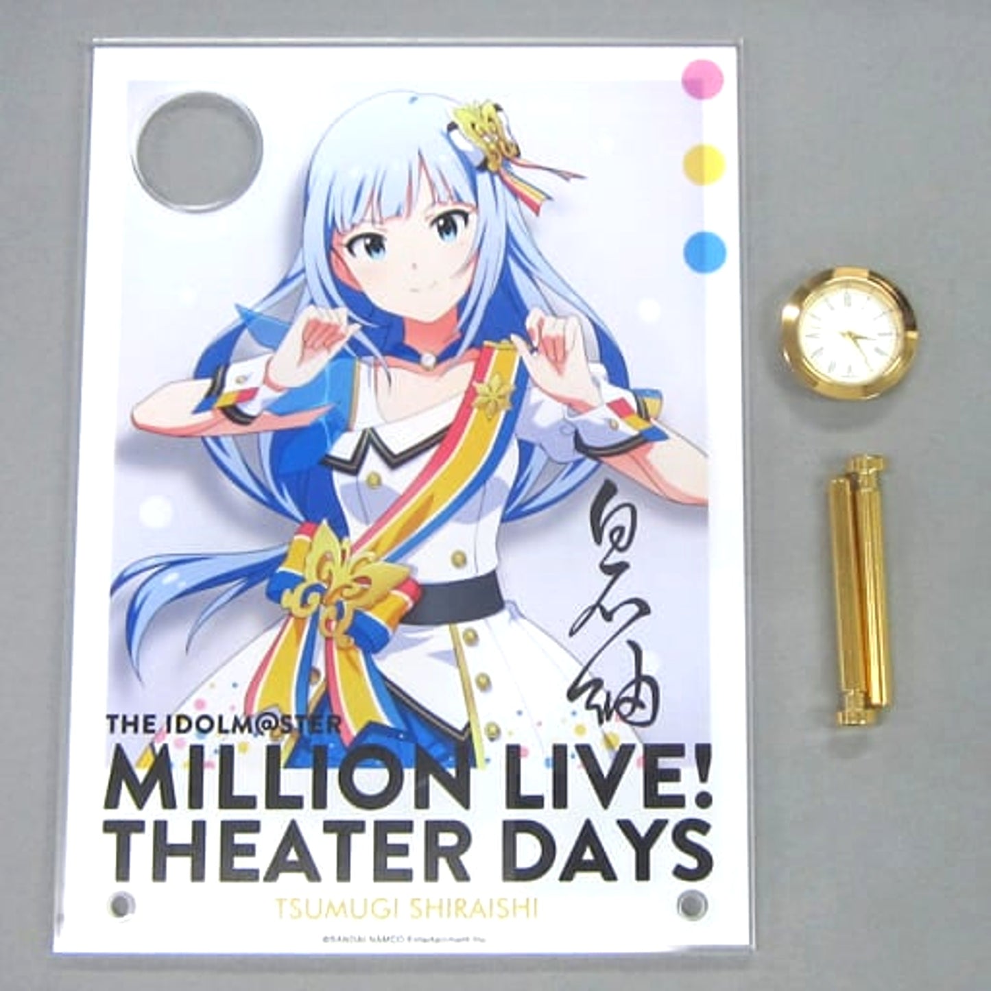 THE IDOLM@STER MILLION LIVE! THEATER DAYS Tsumugi Shiraishi Signed Ver. Acrylic Art with Clock Nouvelle Tricolore Ver. 1st Anniversary in Akihabara [USED]