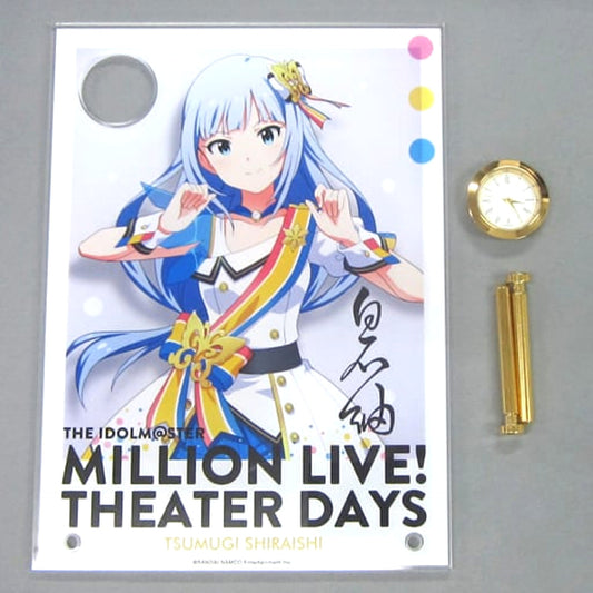 THE IDOLM@STER MILLION LIVE! THEATER DAYS Tsumugi Shiraishi Signed Ver. Acrylic Art with Clock Nouvelle Tricolore Ver. 1st Anniversary in Akihabara [USED]