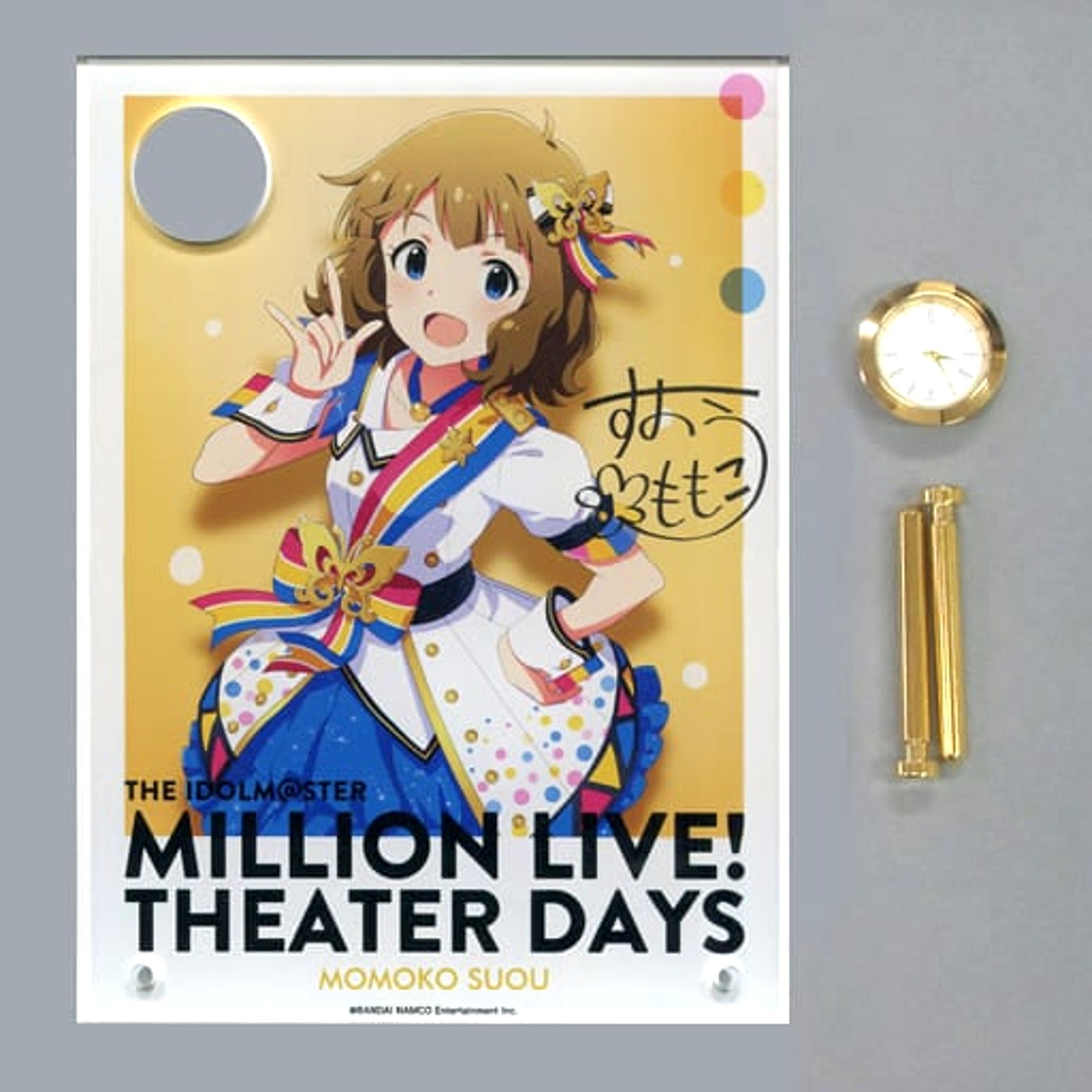 The Idolmaster Million Live Theater Days Momoko Suou Signed Ver. Acrylic Art with Clock Nouvelle Tricolore Ver. 1st Anniversary in Akihabara [USED]