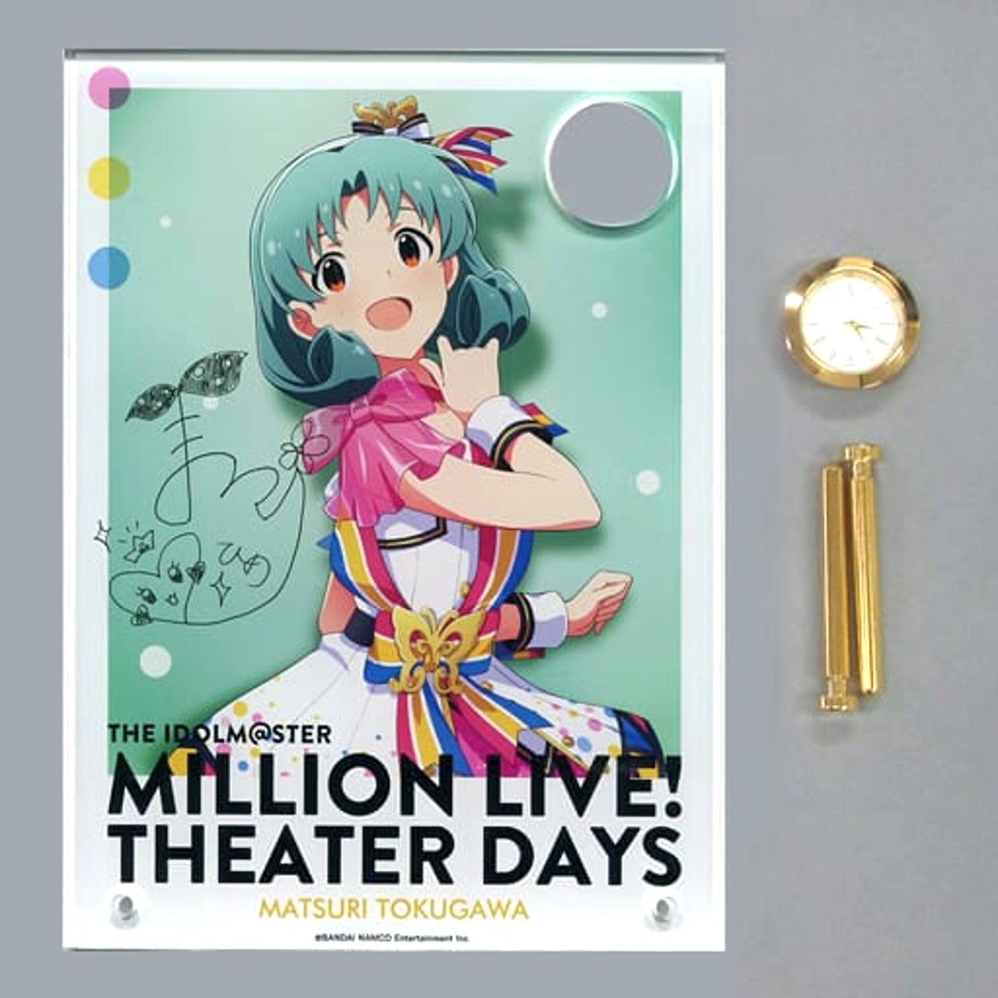 The Idolmaster Million Live Theater Days Matsuri Tokugawa Signed Ver. Acrylic Art with Clock Nouvelle Tricolore Ver. 1st Anniversary in Akihabara [USED]