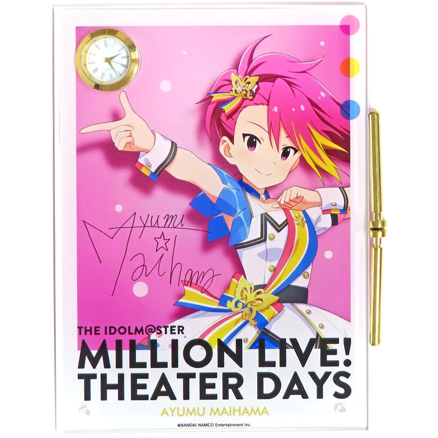The Idolm@ster Million Live! Theater Days Ayumu Maihama Signed Ver. Acrylic Art with Clock Nouvelle Tricolore Ver. 1st Anniversary in Akihabara [USED]
