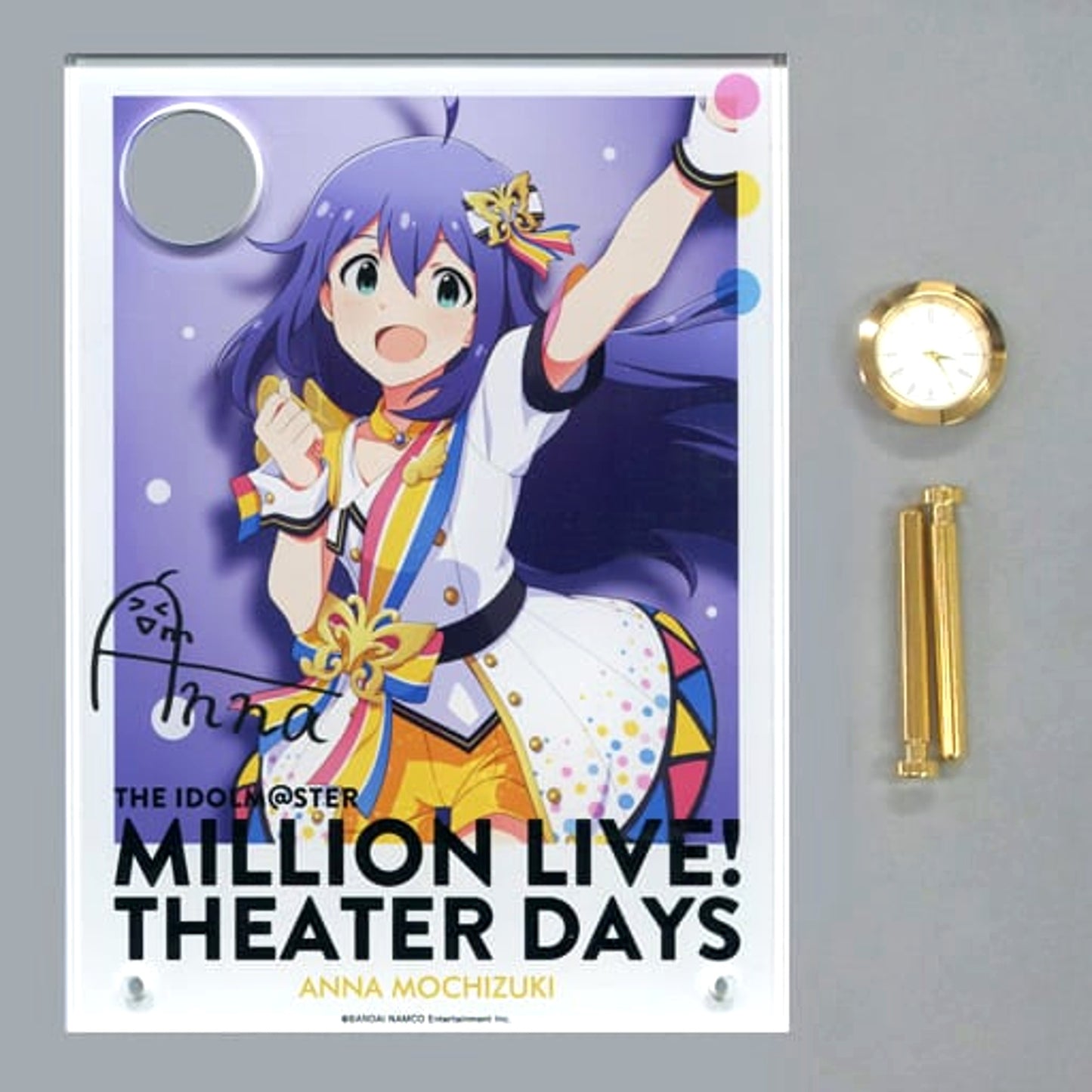 The Idolmaster Million Live Theater Days Anna Mochizuki Signed Ver. Acrylic Art with Clock Nouvelle Tricolore Ver. 1st Anniversary in Akihabara [USED]
