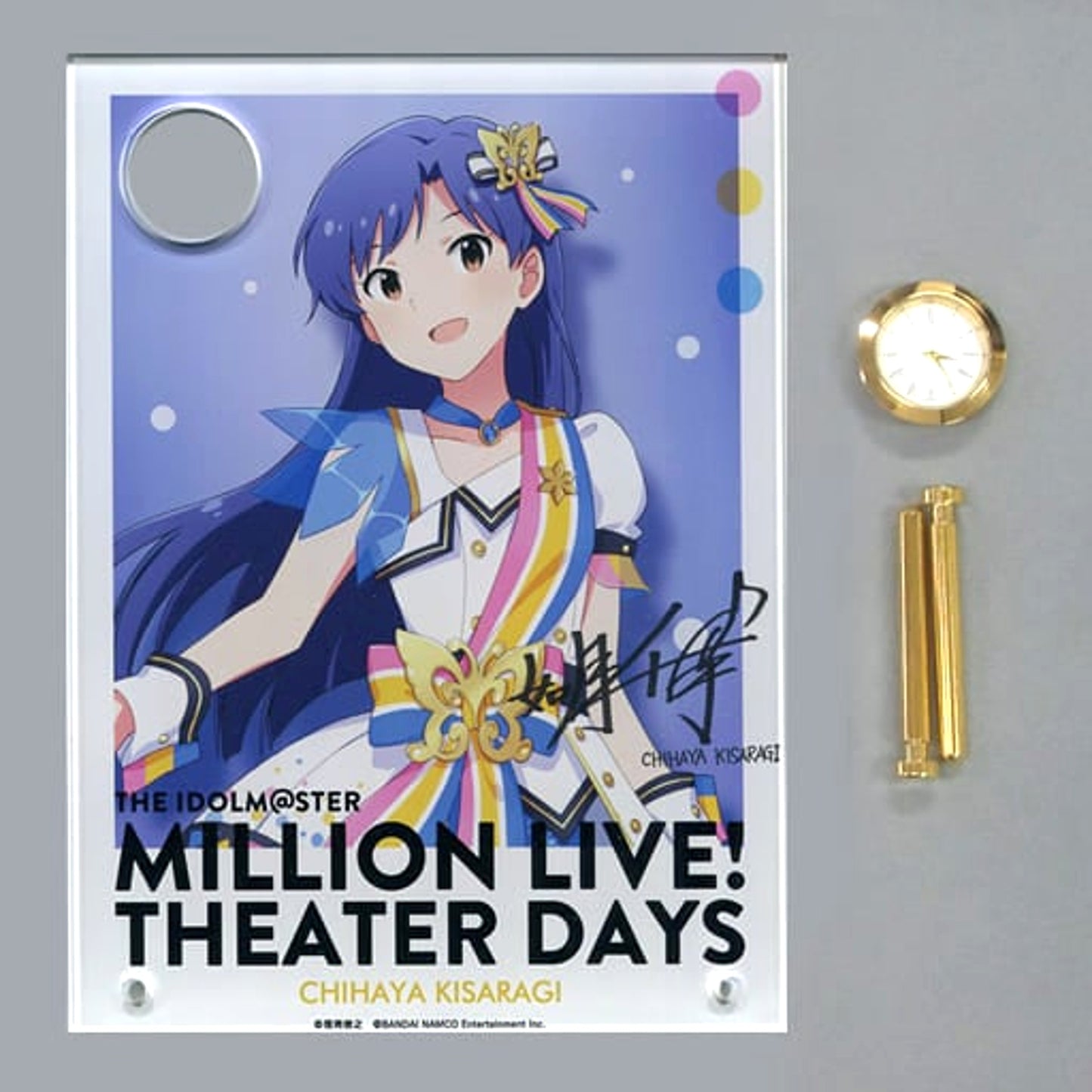 The Idolmaster Million Live! Theater Days Chihaya Kisaragi Signed Clock Acrylic Art Nouvelle Tricolore Ver. 1st Anniversary in Akihabara [USED]