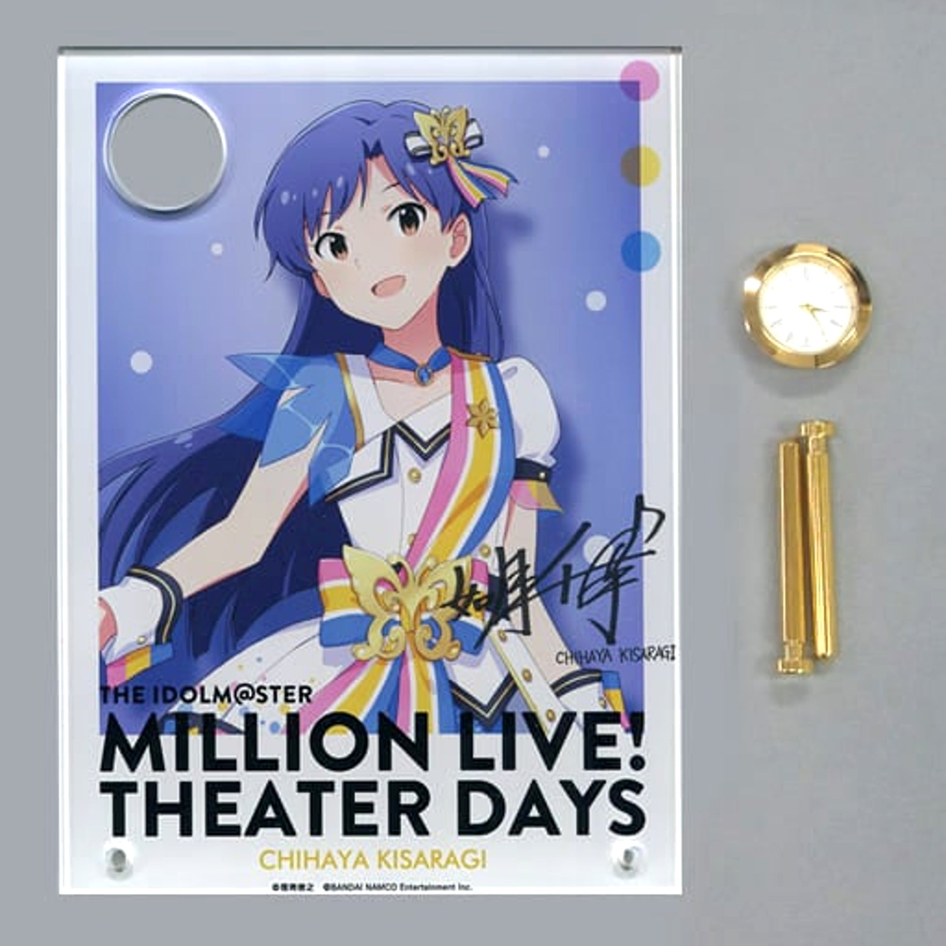 The Idolmaster Million Live! Theater Days Chihaya Kisaragi Signed Clock Acrylic Art Nouvelle Tricolore Ver. 1st Anniversary in Akihabara [USED]