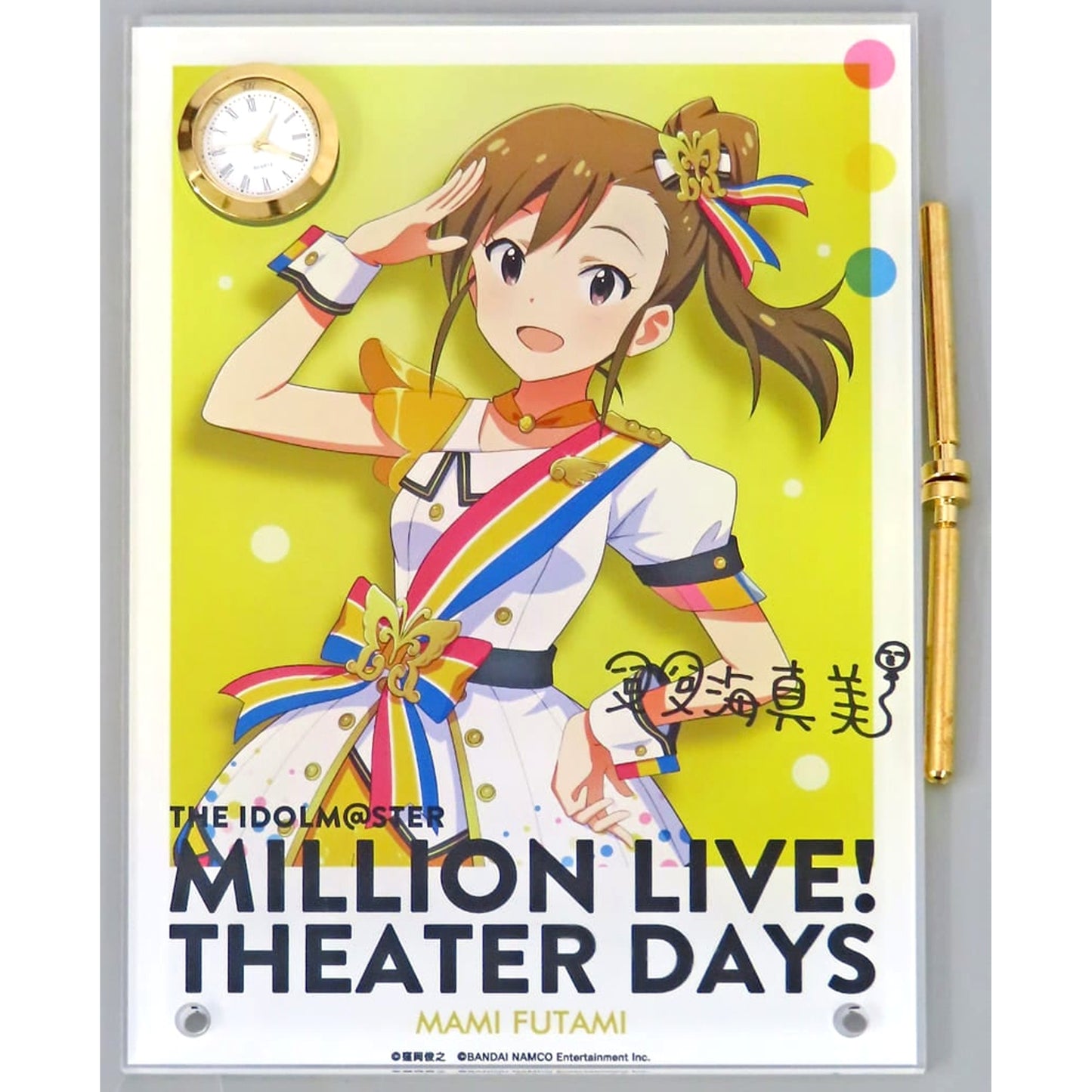 The Idolmaster Million Live! Theater Days Mami Futami Signed Clock Acrylic Art Nouvelle Tricolore Ver. 1st Anniversary in Akihabara [USED]