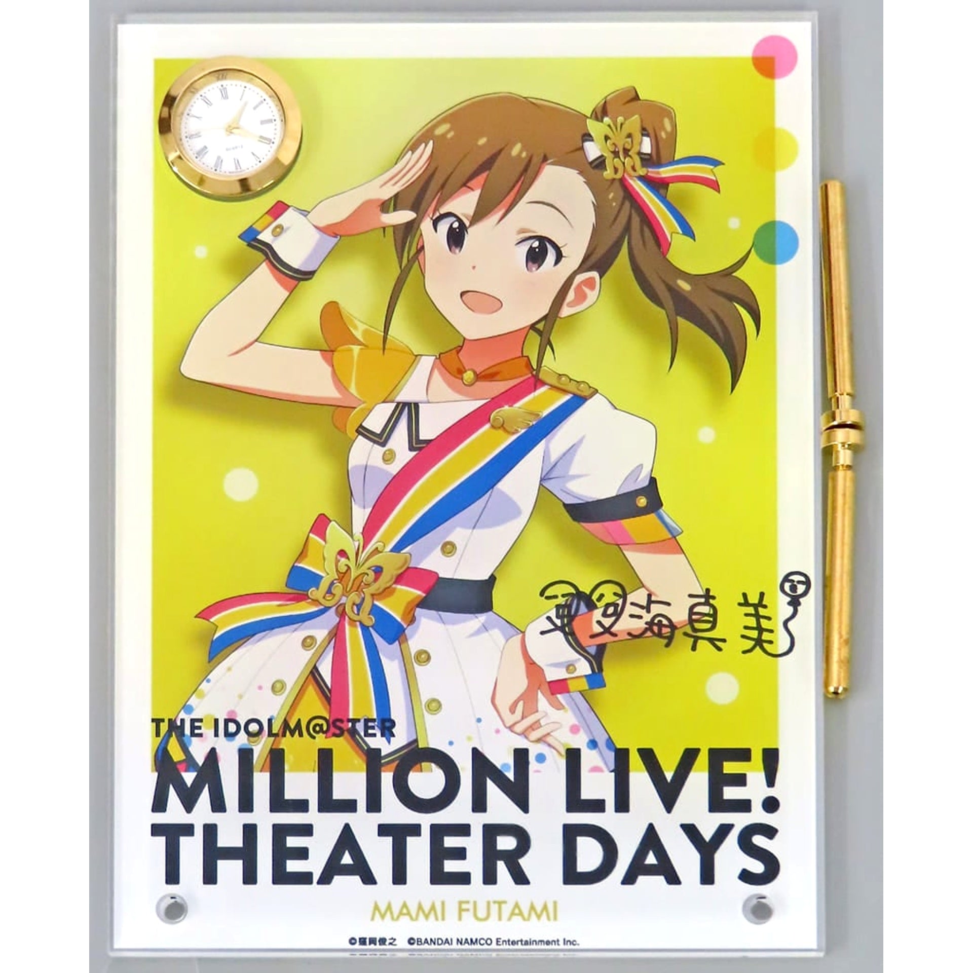The Idolmaster Million Live! Theater Days Mami Futami Signed Clock Acrylic Art Nouvelle Tricolore Ver. 1st Anniversary in Akihabara [USED]