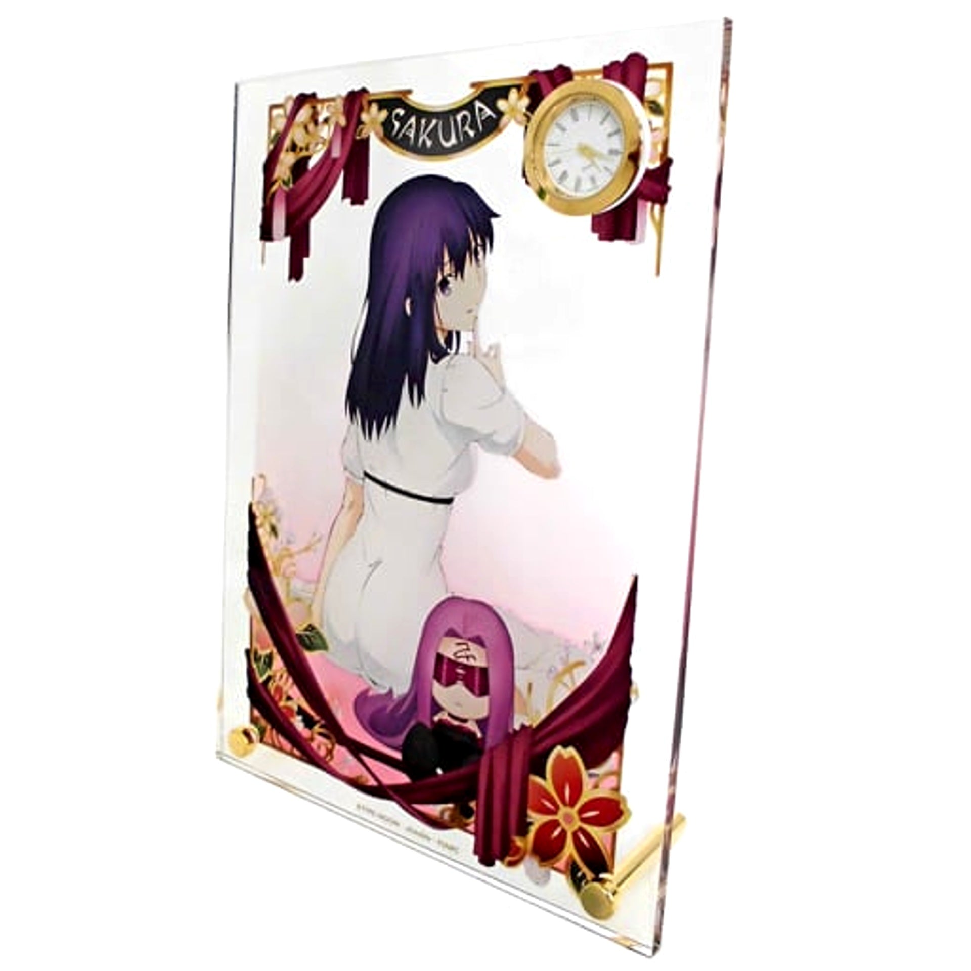 Fate/stay night Heaven's Feel II. lost butterfly Sakura Matou & Rider Acrylic Plate with Clock Marui [USED]