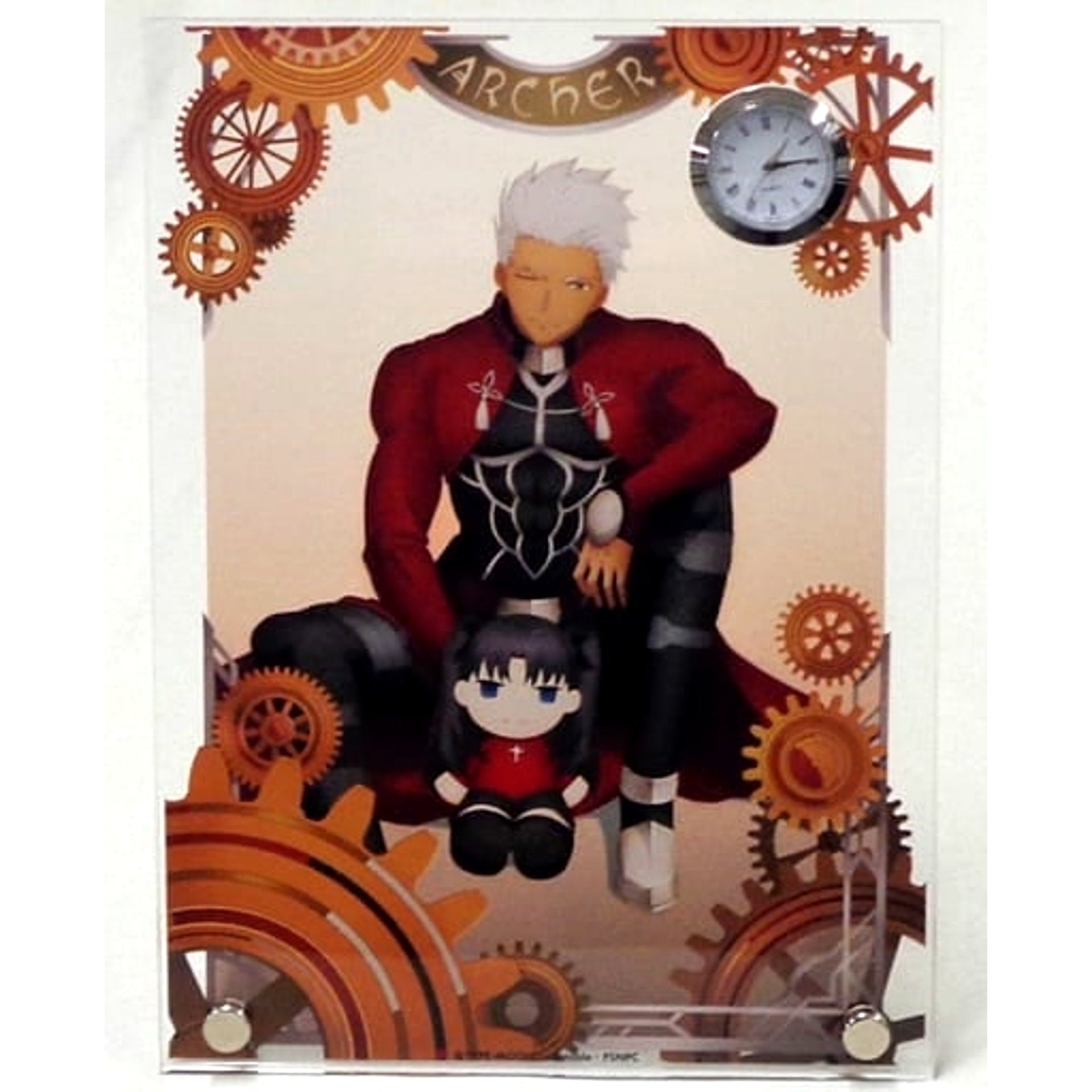 Fate/stay night Heaven's Feel II. lost butterfly Archer & Plush Rin Tohsaka Acrylic Plate with Clock Marui [USED]