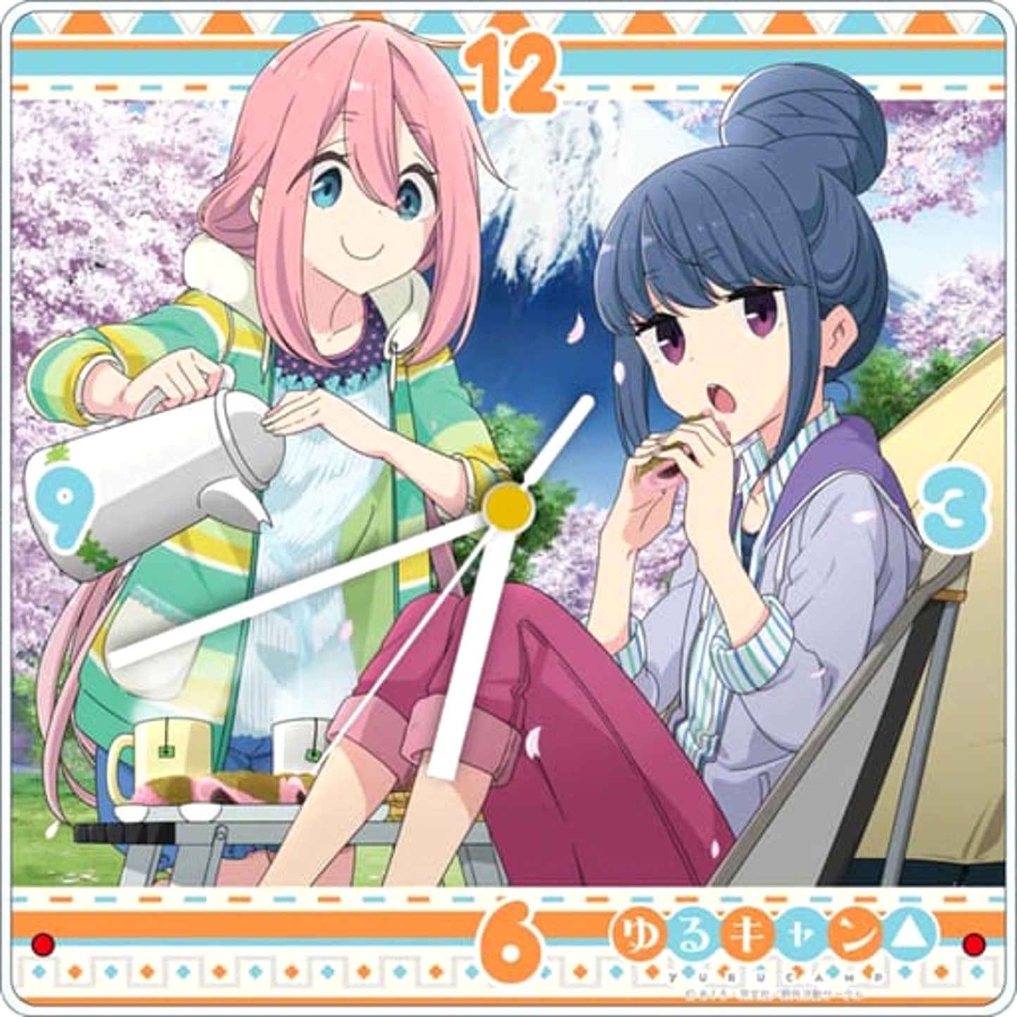 Laid-Back Camp Nadeshiko & Rin Hanami Camp Acrylic Wall Clock [USED]