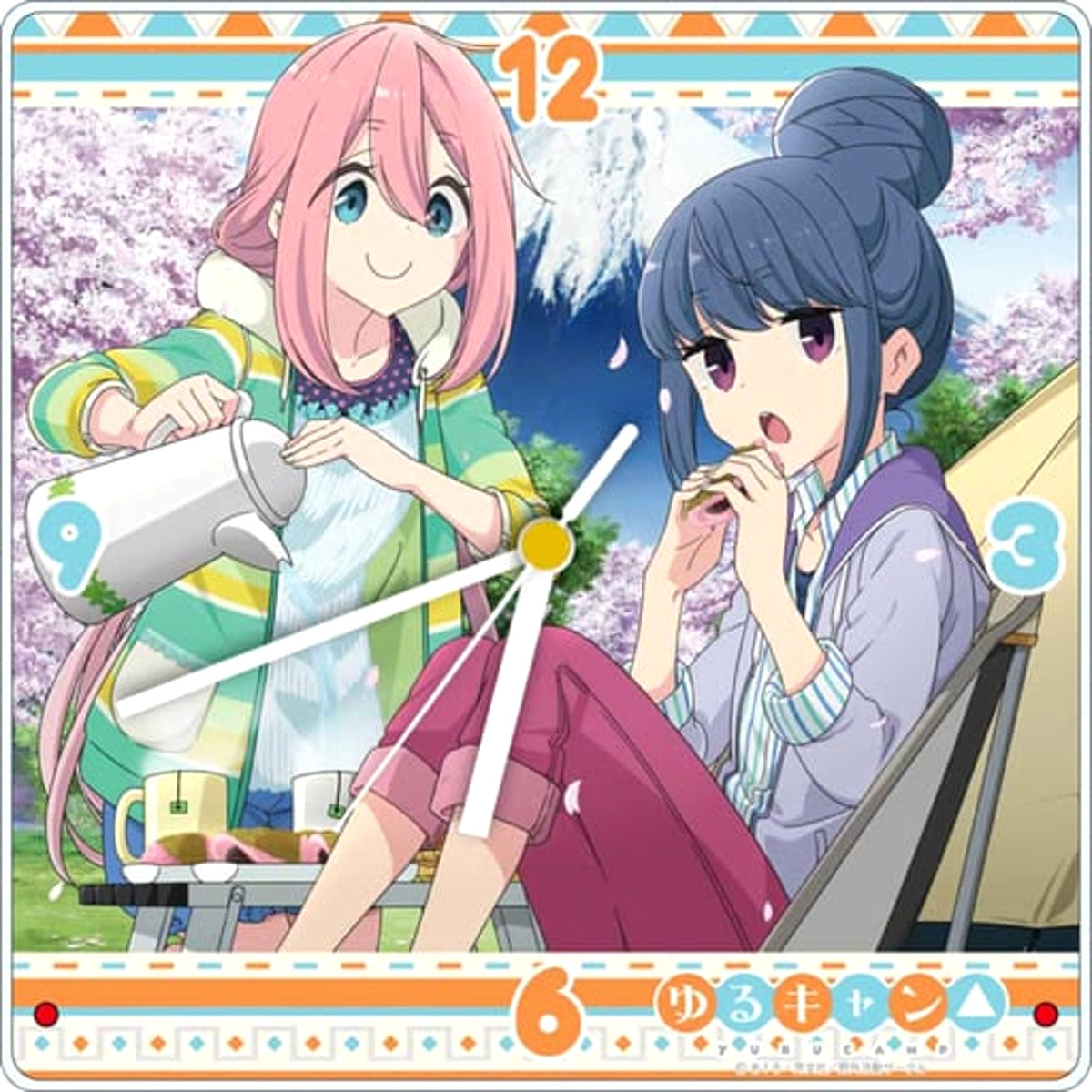 Laid-Back Camp Nadeshiko & Rin Hanami Camp Acrylic Wall Clock [USED]