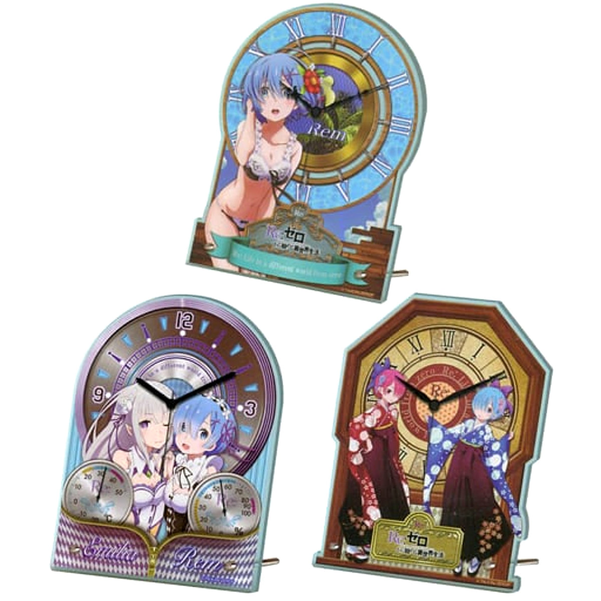 Re:ZERO -Starting Life in Another World- Set of 3 Die-cut Acrylic Clocks 2 [USED]