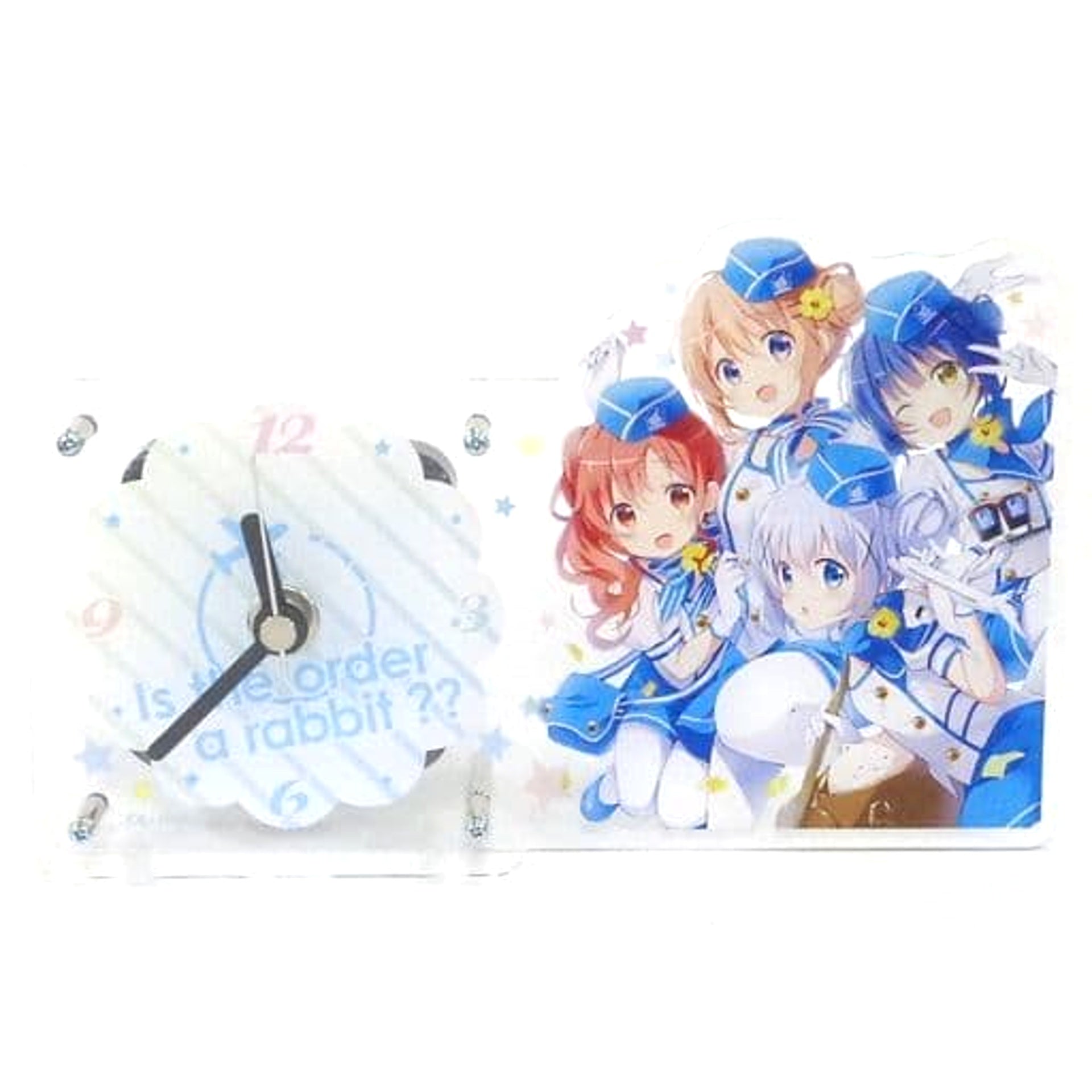 Is the Order a Rabbit?? Cocoa, Chino, Maya & Meg Acrylic Clock Flight Attendant Ver. Marui Is the Order OIOI?? [USED]