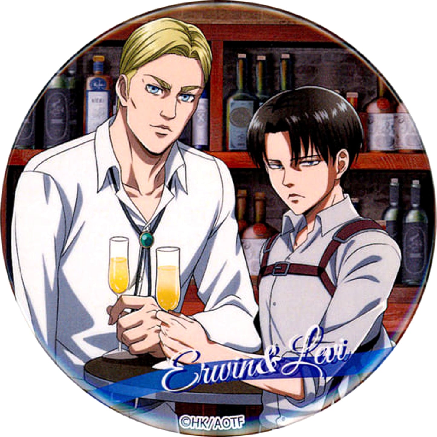 Attack on Titan Levi Ackerman Erwin Smith 75mm Button Tree Village Pop-Up Shop & Collaboration Cafe Limited [USED]