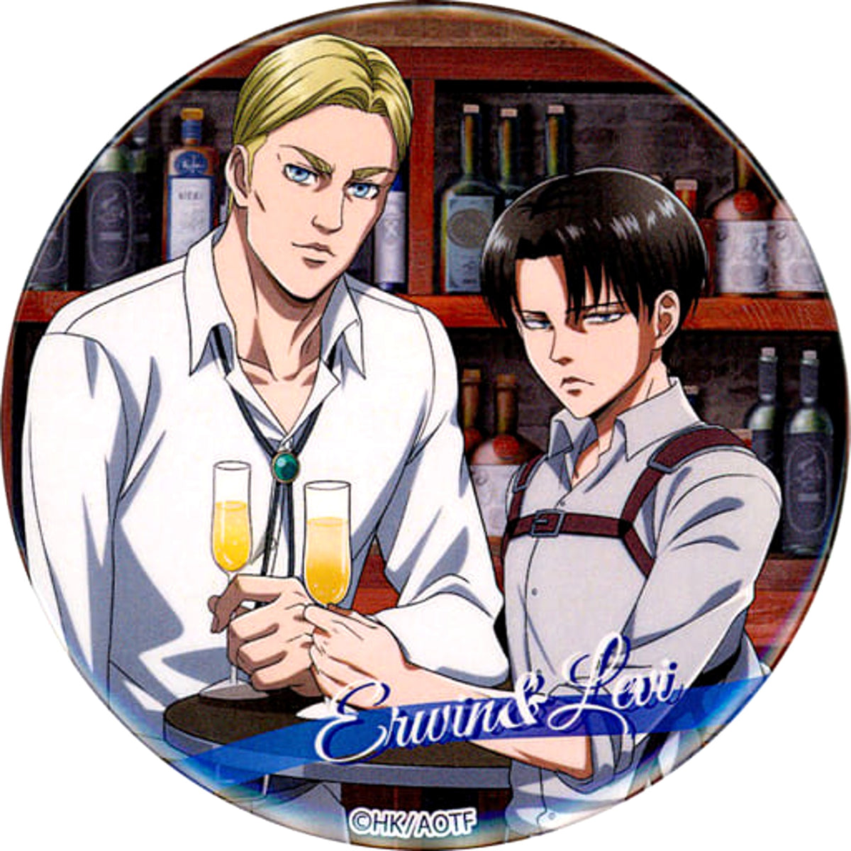 Attack on Titan Levi Ackerman Erwin Smith 75mm Can Badge Tree Village Pop-Up Shop & Collaboration Cafe Limited Buttons [USED]