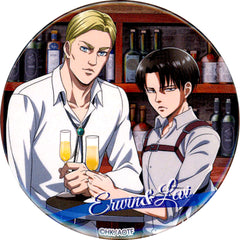 Attack on Titan Levi Ackerman Erwin Smith 75mm Can Badge Tree Village Pop-Up Shop & Collaboration Cafe Limited Buttons [USED]
